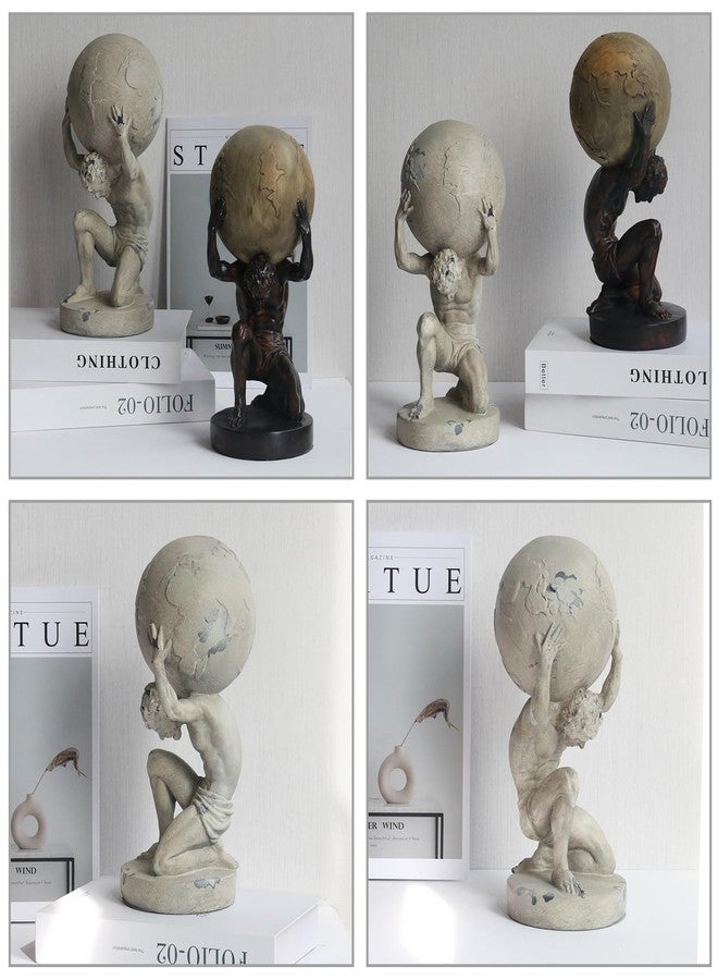 Lukitas Atlas Holding Up World Statue and Sculpture, Lifting The Earth Figurine Decor, Creative Ornament for Home Office Living Room, Resin 11.5'' - Image 2